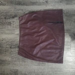 Mango pop pleather maroon skirt